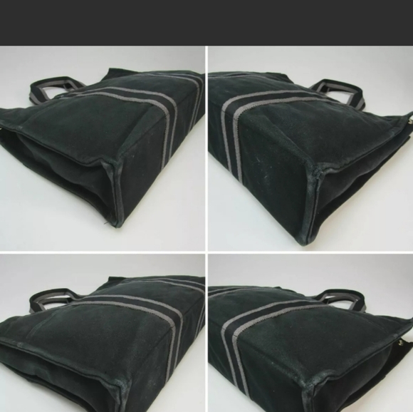 Hermes Fourre-Tout MM Black Canvas Bag "Authentic" Purple Stripe - Picture 6 of 14